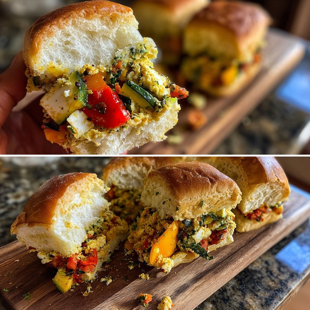 Roasted Veggie and Hummus Sliders