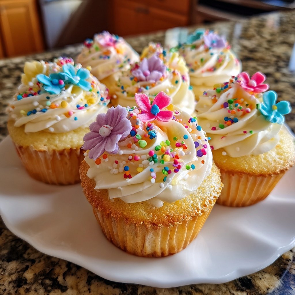 Funfetti Flower Power Cupcakes