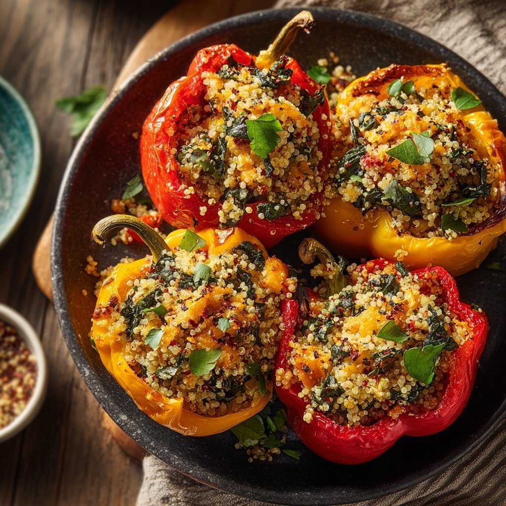Quinoa and Spinach Stuffed Peppers