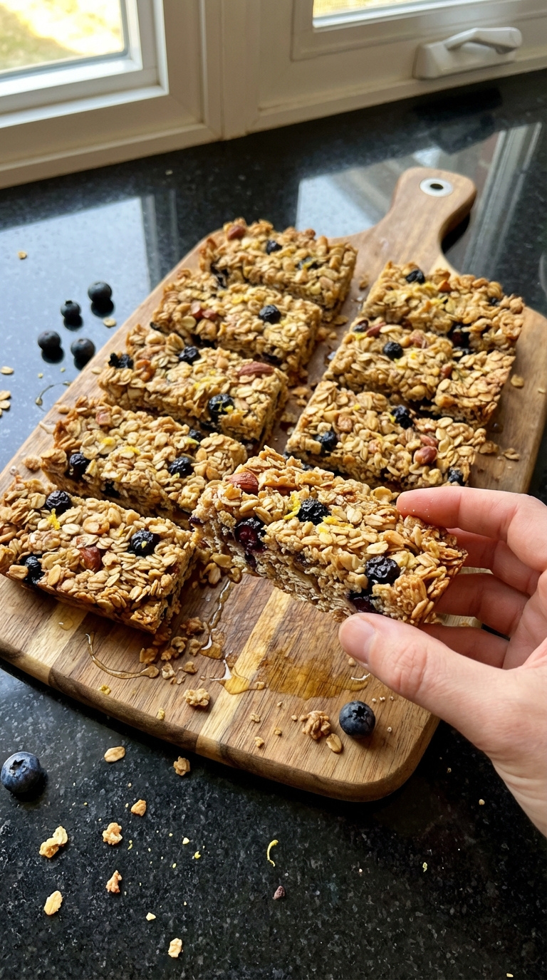 Crunchy Lemon Blueberry Granola Bars