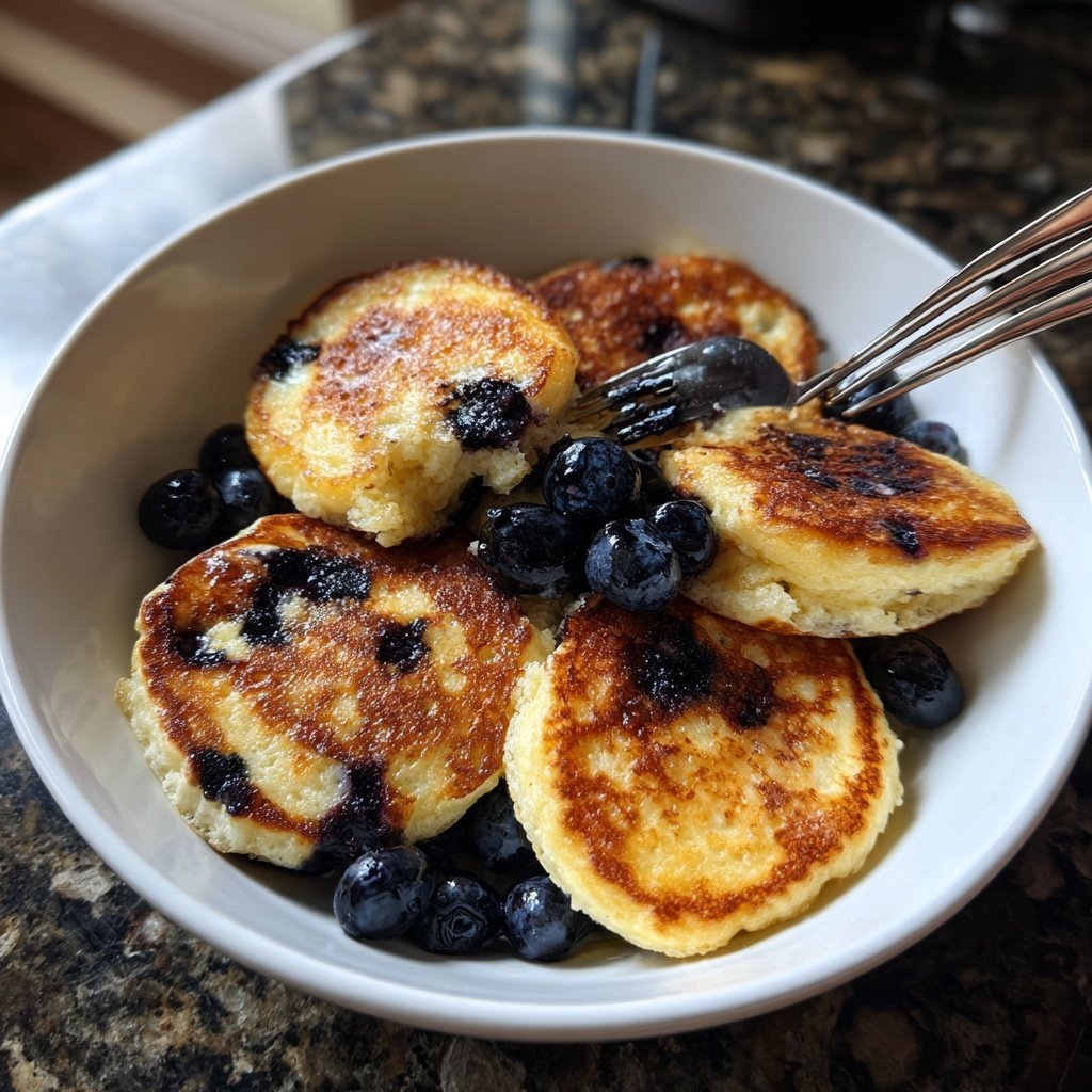 Cottage Cheese Pancakes with Blueberries
