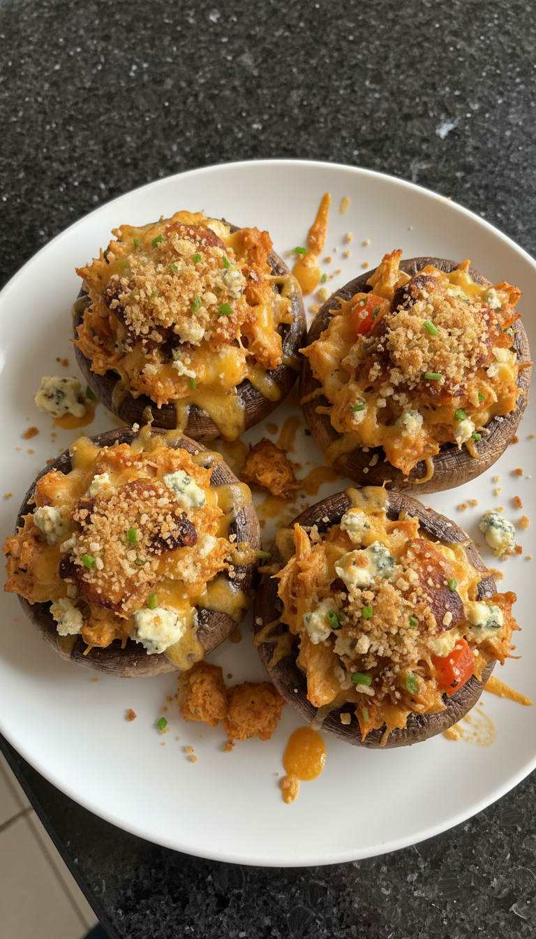 Buffalo Chicken Stuffed Mushrooms