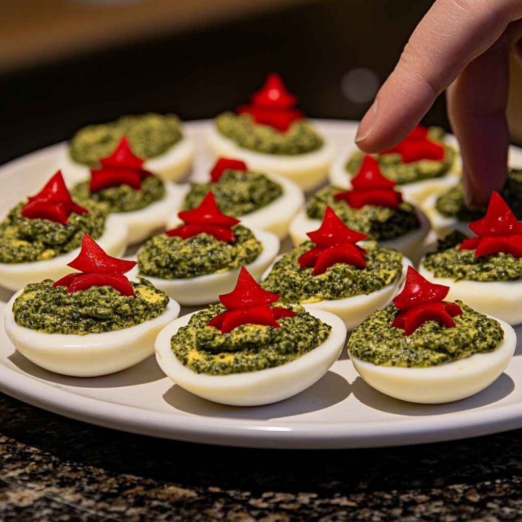 Christmas Tree Deviled Eggs Pesto