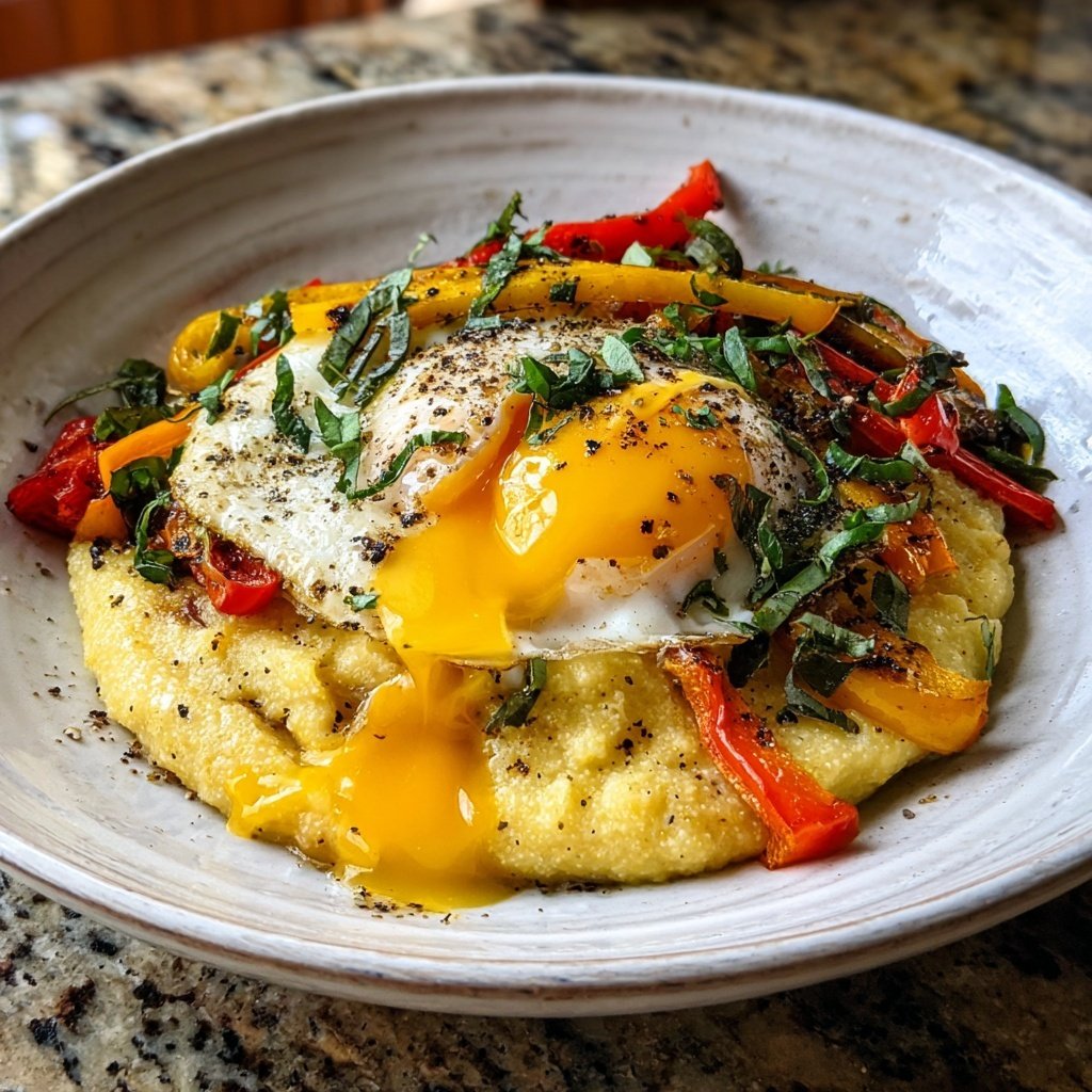 Creamy Polenta Fried Egg Veggies