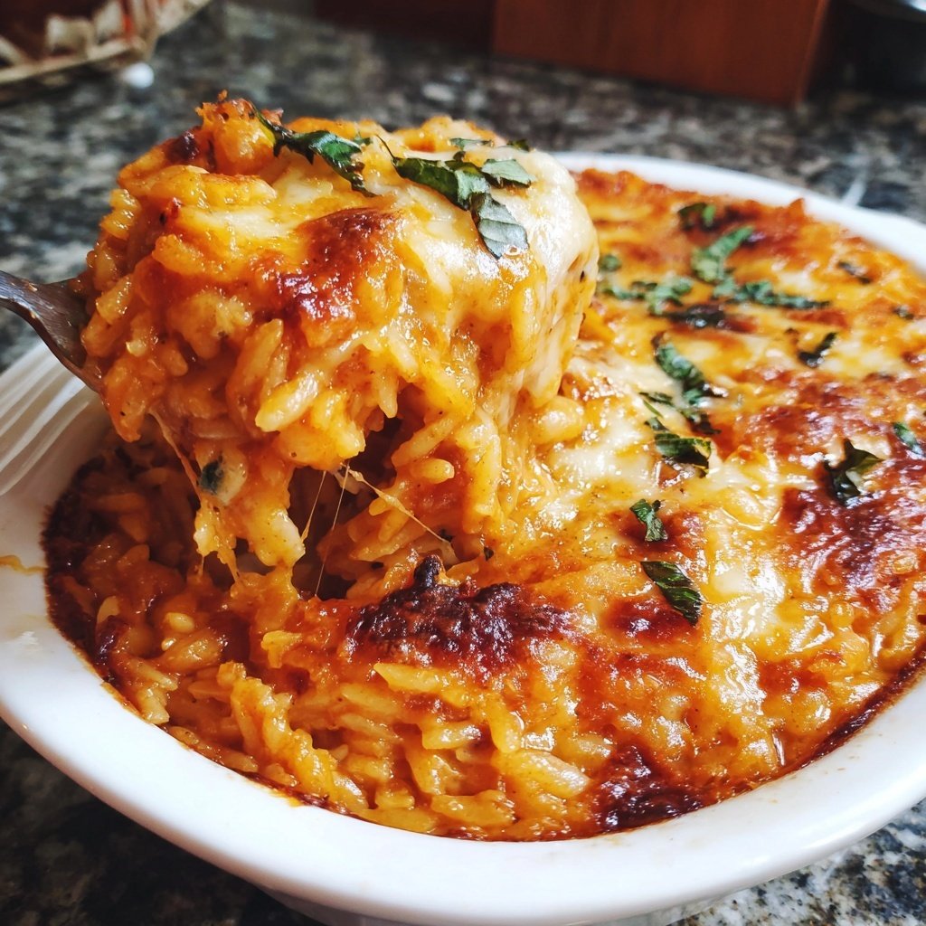 Tomato Basil Baked Orzo