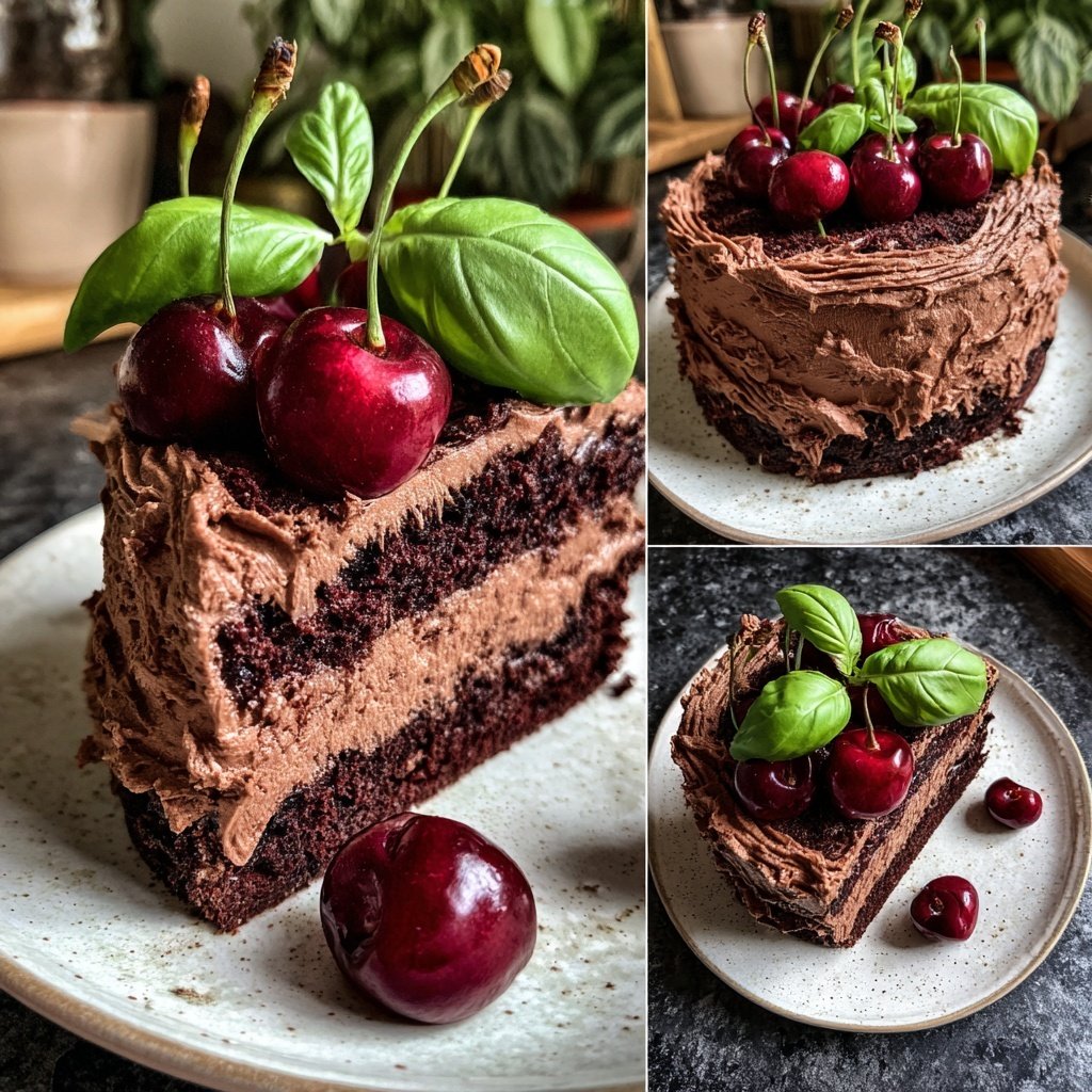 Black Cocoa Cake Basil Cherry