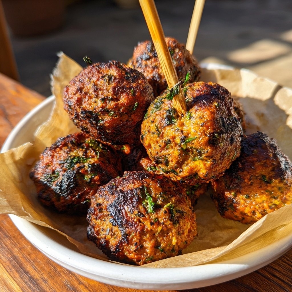 Moroccan Spiced Meatball Skewers