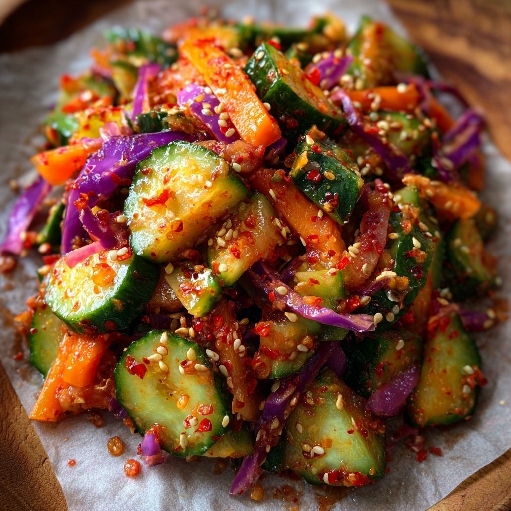 Spicy Cucumber Kimchi Salad