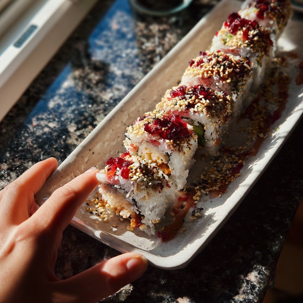 Festive Sushi Roll with Cranberry