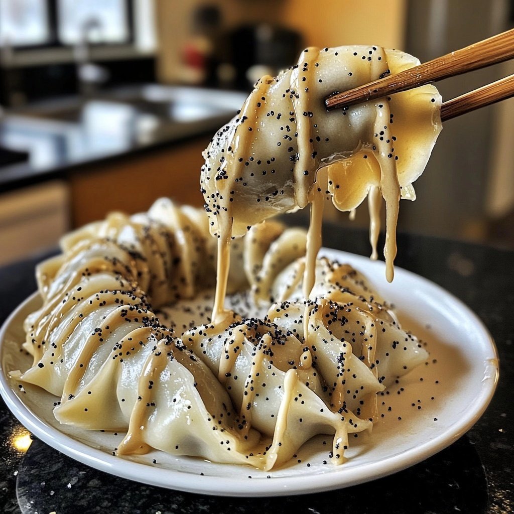 Steamed Dumplings with Vanilla Sauce and Poppy Seeds