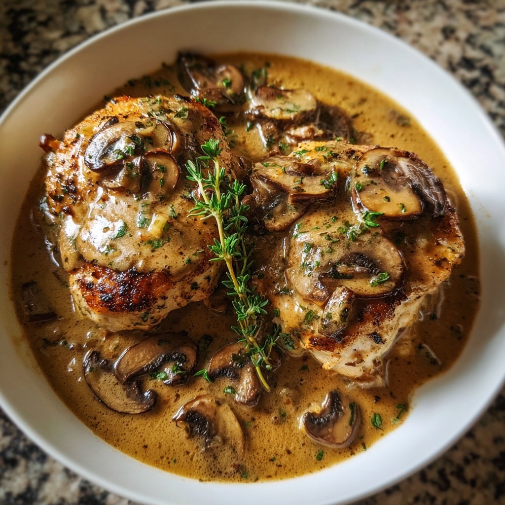 Thyme Parmesan Mushroom Gravy Chicken