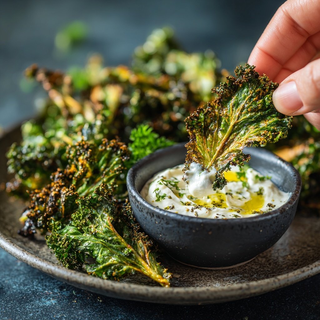 Crispy Kale Chips with Dip