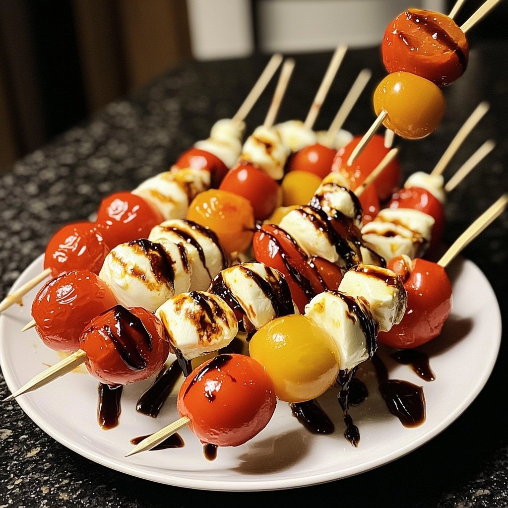 Caprese Skewers Balsamic Glaze